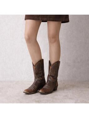 Vintage Distressed Cowboy Boots Brown | Broken-In Patina | Men’s 9 / Women’s 11